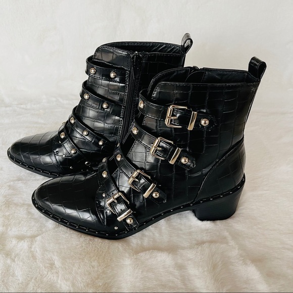 Catherine black python studs moto boots - Picture 3 of 12